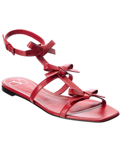Shop Valentino French Bows Leather Sandal In Red