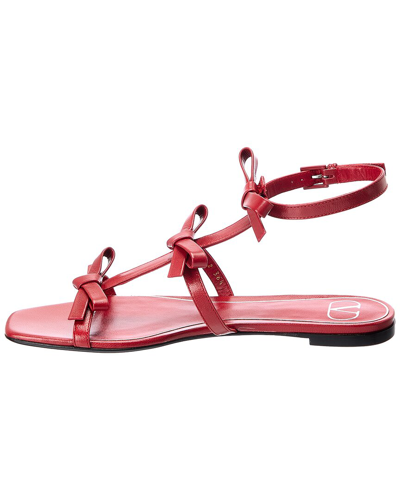 Shop Valentino French Bows Leather Sandal In Red