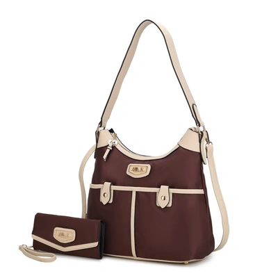 Mkf Collection By Mia K Harper Nylon Hobo Shoulder Handbag With Matching Wallet - 2 Pieces In Red