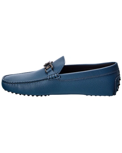 Shop Tod's Tods Gommini Leather Driver In Blue