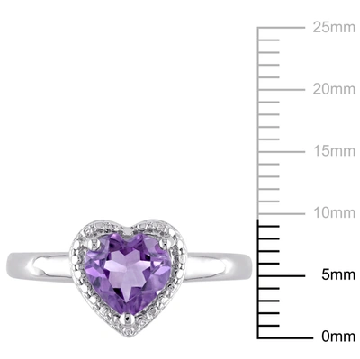 Mimi & Max Amethyst Heart Halo Ring In Sterling Silver In Purple