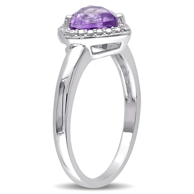 Mimi & Max Amethyst Heart Halo Ring In Sterling Silver In Purple