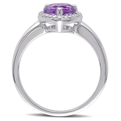 Mimi & Max Amethyst Heart Halo Ring In Sterling Silver In Purple