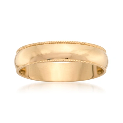 Shop Ross-simons Men's 5mm 14kt Yellow Gold Milgrain Wedding Ring