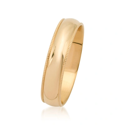 Shop Ross-simons Men's 5mm 14kt Yellow Gold Milgrain Wedding Ring