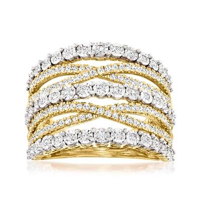 Ross-simons Diamond Multi-row Ring In 18kt Gold Over Sterling In Gold
