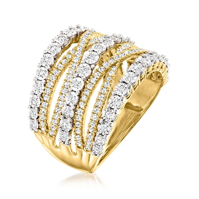 Ross-simons Diamond Multi-row Ring In 18kt Gold Over Sterling In Gold