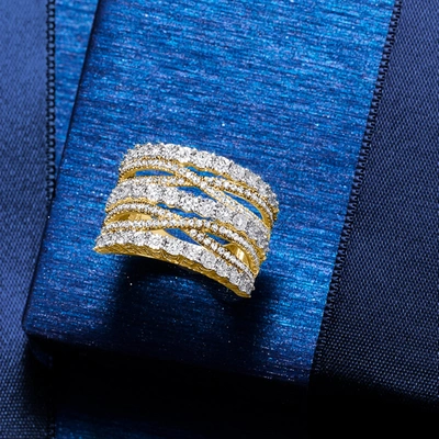 Ross-simons Diamond Multi-row Ring In 18kt Gold Over Sterling In Gold