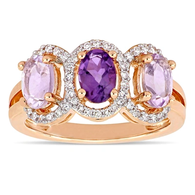 Mimi & Max 1 5/8 Ct Tgw Oval-cut African-amethyst & Rose De France In Purple