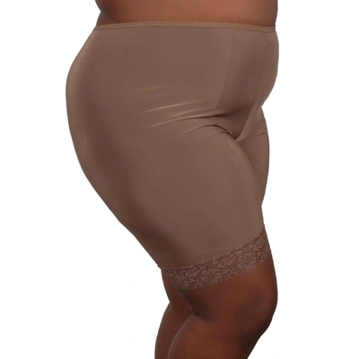 Undersummers By Carrierae Fusion Moisture Wicking Anti Chafing Shortlette Slipshort 9" In Brown
