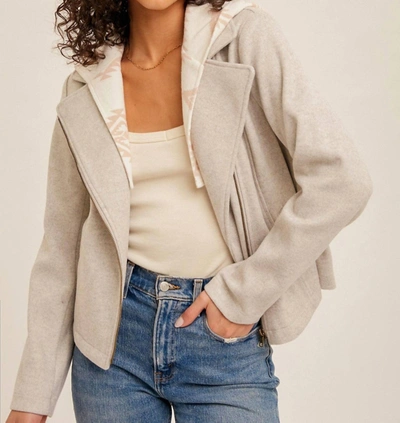 Shop Hem & Thread Waynoka Southwest Hooded Full Zip Jacket In Oatmeal/grey In Beige