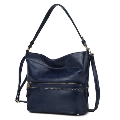 Shop Mkf Collection By Mia K Sierra Vegan Leather Women's Shoulder Bag In Blue