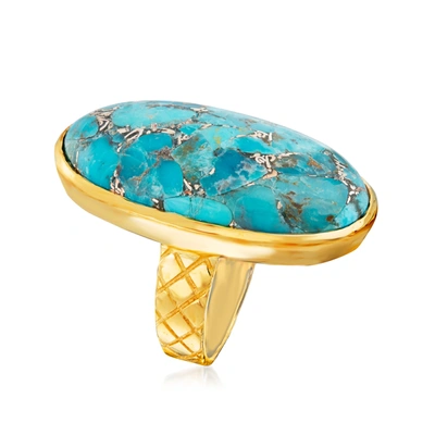 Ross-simons Mosaic Turquoise Ring In 18kt Gold Over Sterling In Blue