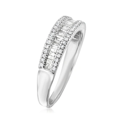 Ross-simons Baguette And Round Diamond Ring In Sterling Silver In Silver