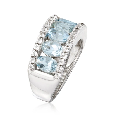 Ross-simons Aquamarine And . White Topaz Ring In Sterling Silver In Silver