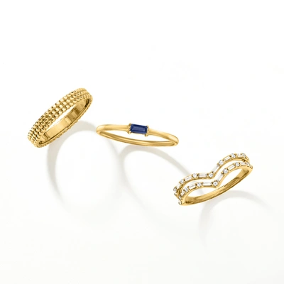 Shop Rs Pure Ross-simons Sapphire-accented Ring In 14kt Yellow Gold