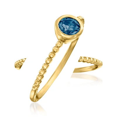 Rs Pure Ross-simons London Blue Topaz Beaded Ring In 14kt Yellow Gold
