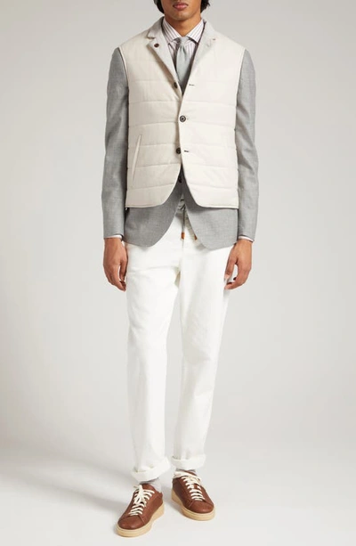 Eleventy Pinstripe Cotton Button-up Shirt In Sand