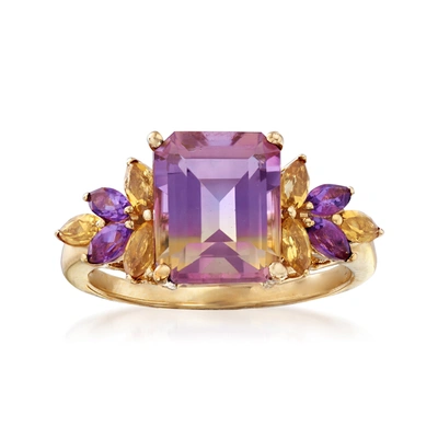 Shop Ross-simons Ametrine Floral Ring With Citrines And Amethysts In 14kt Yellow Gold In Multi
