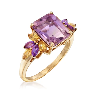 Ross-simons Ametrine Floral Ring With Citrines And Amethysts In 14kt Yellow Gold In Multi