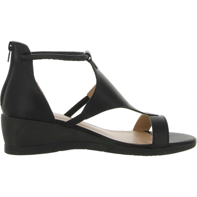 Shop Journee Collection Womens Faux Leather Open Toe Wedge Sandals In Black