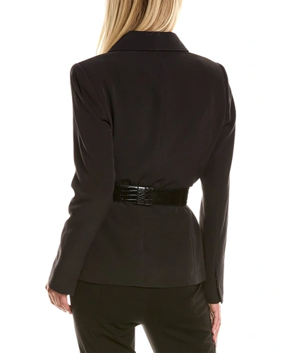 Shop Donna Karan Belted Lapel Blazer In Black
