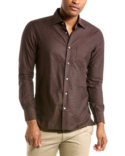 Shop Kiton Jacquard Shirt In Grey