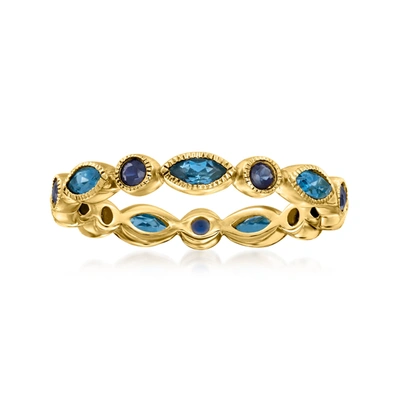 Rs Pure Ross-simons London Blue Topaz And . Sapphire Geometric Ring