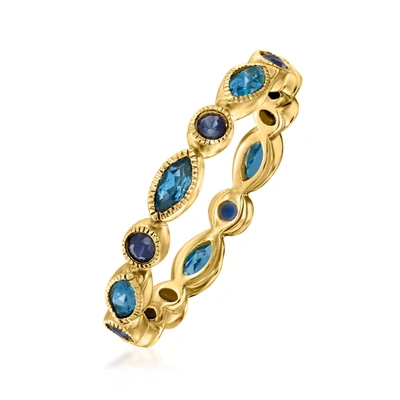 Rs Pure Ross-simons London Blue Topaz And . Sapphire Geometric Ring