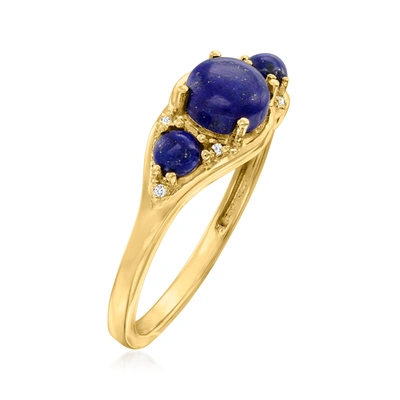 Shop Canaria Fine Jewelry Canaria Lapis 3-stone Ring With Diamond Accents In 10kt Yellow Gold