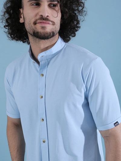 Shop Campus Sutra Men Stylish Solid Casual Shirts In Blue