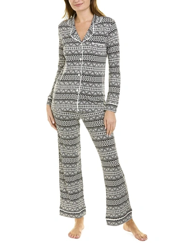 Shop Cosabella Bella Print Top & Pant Set In Grey