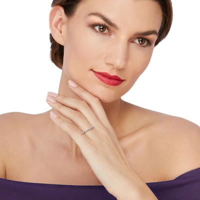 Ross-simons Ruby And . Diamond Eternity Band In 14kt White Gold In Silver
