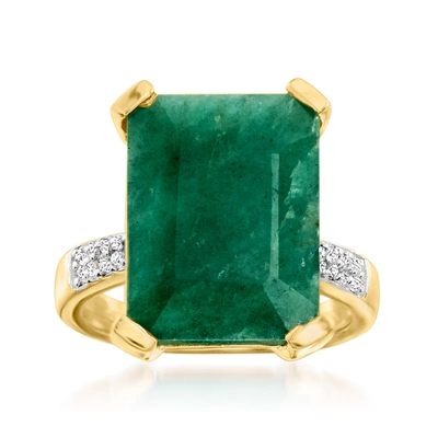 Ross-simons Emerald And . White Topaz Ring In 14kt Gold Over Sterling In Green