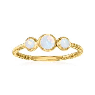 Rs Pure Ross-simons Opal 3-stone Ring In 14kt Yellow Gold