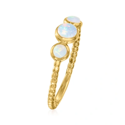 Rs Pure Ross-simons Opal 3-stone Ring In 14kt Yellow Gold