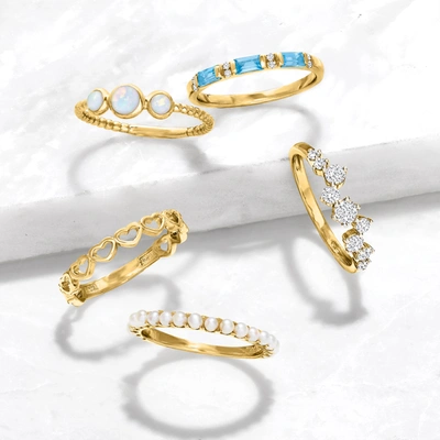Rs Pure Ross-simons Opal 3-stone Ring In 14kt Yellow Gold