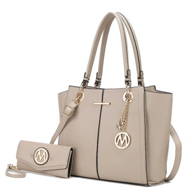 Mkf Collection By Mia K Ivy Vegan Leather Women's Tote Handbag With Wallet In Beige