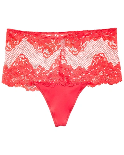 Shop Le Mystere Lace Allure High-waist Thong In Red