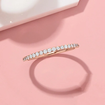 Shop Ross-simons Diamond Stackable Ring In 14kt Rose Gold In Pink