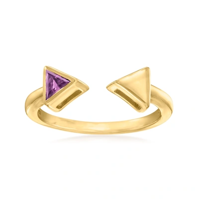 Shop Canaria Fine Jewelry Canaria Amethyst Open-space Arrow Ring In 10kt Yellow Gold In Purple