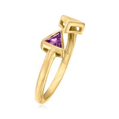 Shop Canaria Fine Jewelry Canaria Amethyst Open-space Arrow Ring In 10kt Yellow Gold In Purple