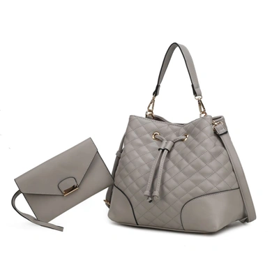 Mkf Collection By Mia K Wendy Bucket Bag With Wristlet - 2 Pieces In Grey