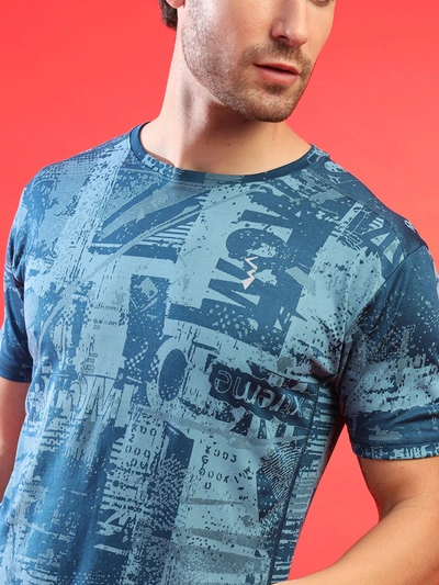 Shop Campus Sutra Men Graphic Design Stylish Activewear & Sports T-shirts In Blue