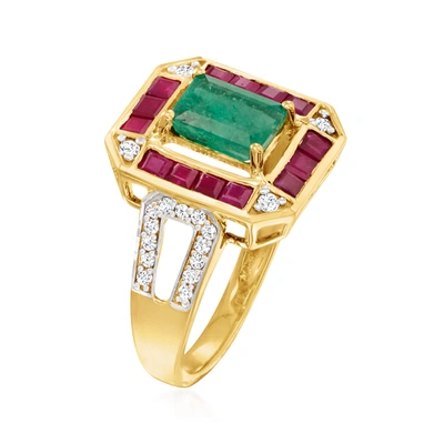 Shop Ross-simons Emerald, . Ruby And . Diamond Ring In 14kt Yellow Gold In Multi