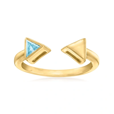 Shop Canaria Fine Jewelry Canaria Swiss Blue Topaz Open-space Arrow Ring In 10kt Yellow Gold