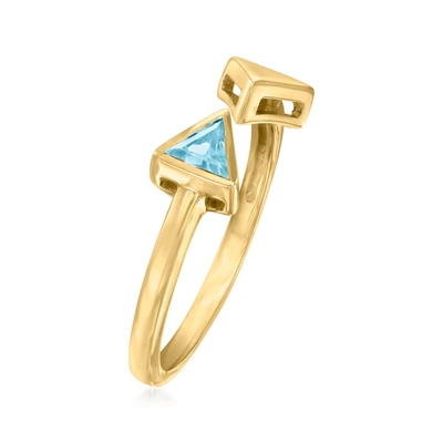 Shop Canaria Fine Jewelry Canaria Swiss Blue Topaz Open-space Arrow Ring In 10kt Yellow Gold