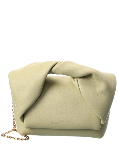 Shop Jw Anderson Twister Nano Leather Shoulder Bag In Beige