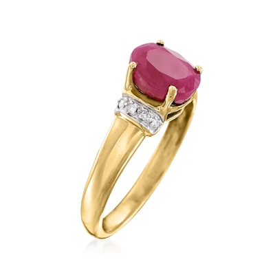 Ross-simons Burmese Ruby Ring With Diamond Accents In 14kt Yellow Gold In Pink