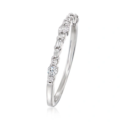 Ross-simons Round And Baguette Diamond Ring In 14kt White Gold In Silver